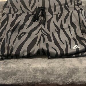 Adidas Women's Zebra Pattern Joggers - Black and Gray